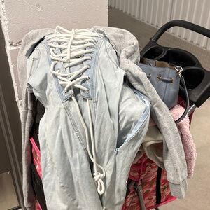 AKIRA Light Blue Lace-Up Dress